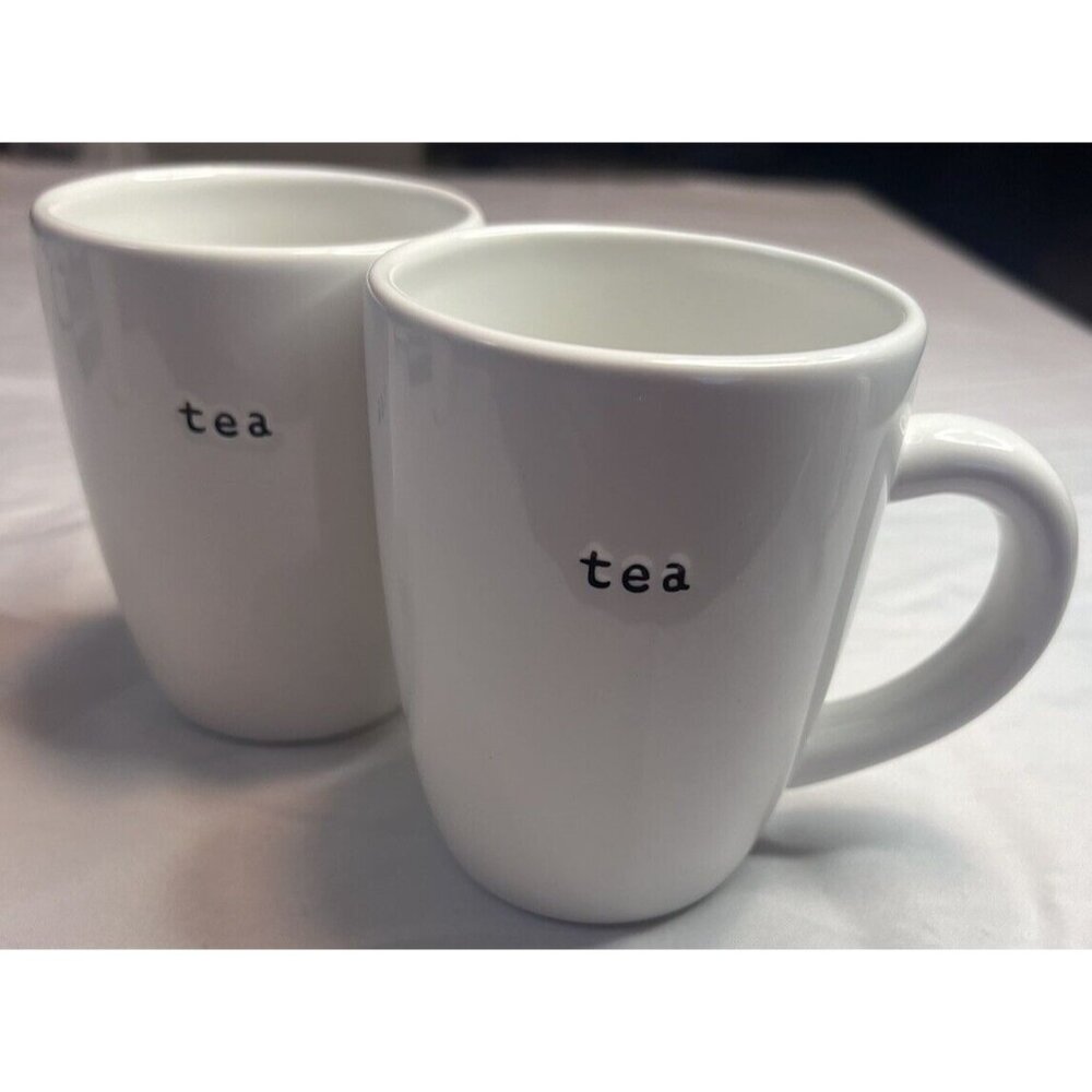 Pottery Barn Tea Cups White With Black Tea Typewriter Coffee Mug Style